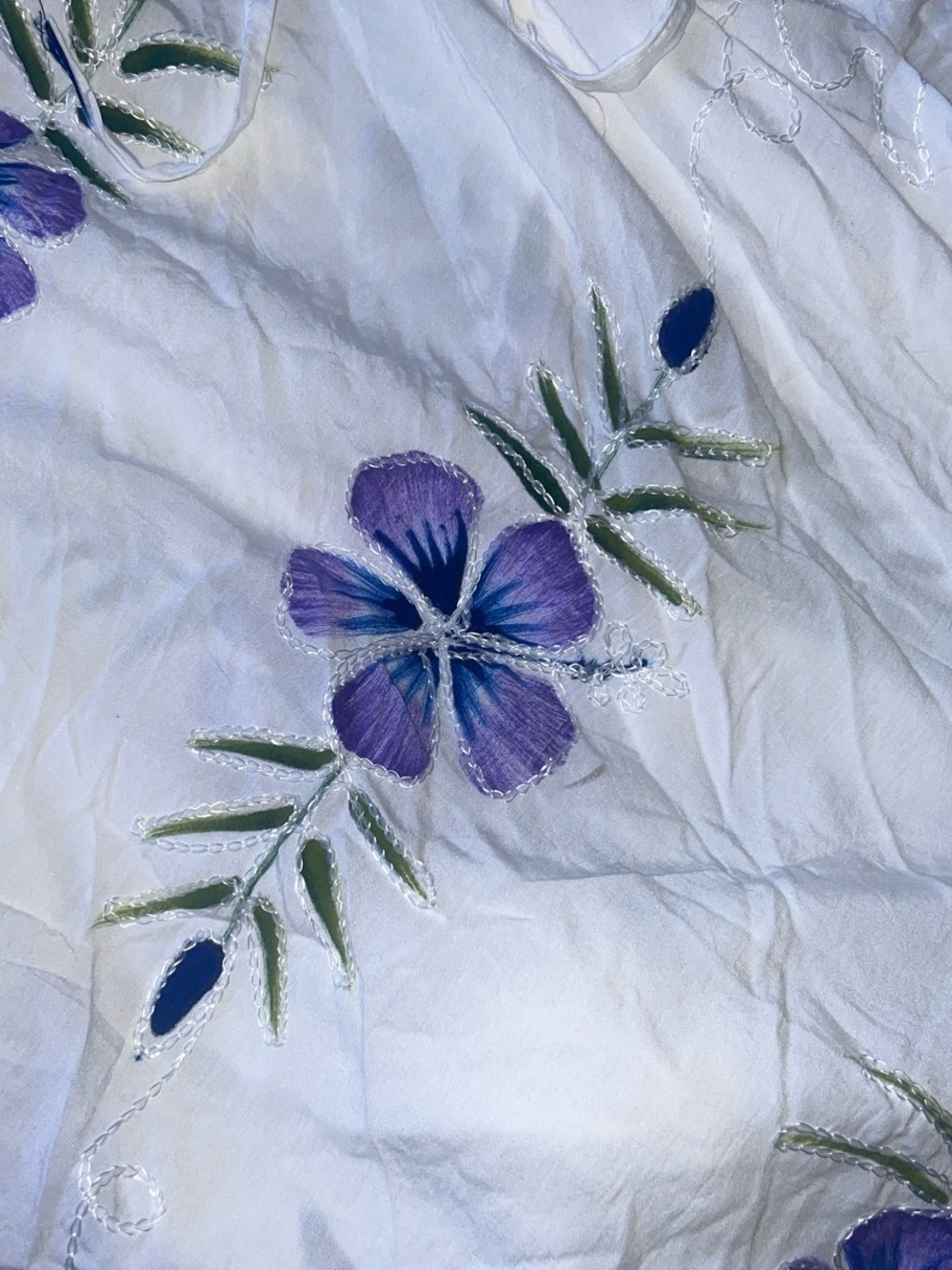 Gorgeous White Strapless Floral Sundress with Purple Blooms fairy dress - Picture 3 of 3